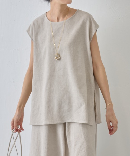 BEARDSLEY（ビアズリー）の「《ビアズリー》リネンジレブラウス（ベスト・レディース・ベージュ/ブラック・FREE）」の9枚目の写真