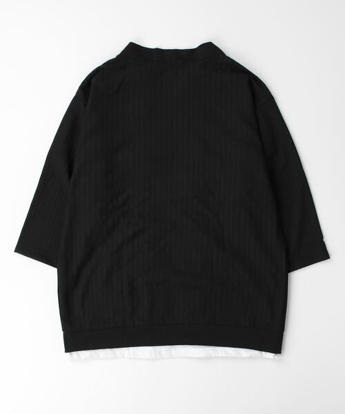 Mossimo(モッシモ)の「mossimo モッシモ 針抜き7分袖カーディガン+ロゴプリント半袖Tシャツ セット アンサンブル(カーディガン/ボレロ・メンズ・ブラック/グレイッシュベージュ・XL/L/M)」の3枚目の写真