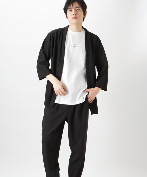 Mossimo(モッシモ)の「mossimo モッシモ 針抜き7分袖カーディガン+ロゴプリント半袖Tシャツ セット アンサンブル(カーディガン/ボレロ・メンズ・ブラック/グレイッシュベージュ・XL/L/M)」の5枚目の写真