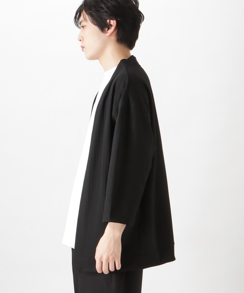 Mossimo(モッシモ)の「mossimo モッシモ 針抜き7分袖カーディガン+ロゴプリント半袖Tシャツ セット アンサンブル(カーディガン/ボレロ・メンズ・ブラック/グレイッシュベージュ・XL/L/M)」の6枚目の写真