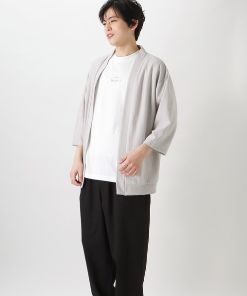 Mossimo(モッシモ)の「mossimo モッシモ 針抜き7分袖カーディガン+ロゴプリント半袖Tシャツ セット アンサンブル(カーディガン/ボレロ・メンズ・ブラック/グレイッシュベージュ・XL/L/M)」の8枚目の写真