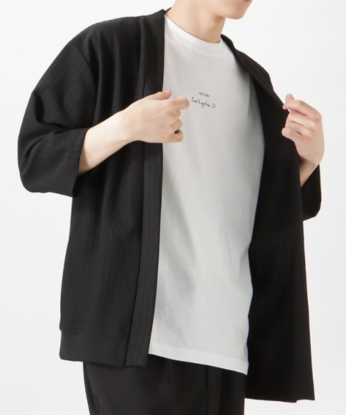 Mossimo(モッシモ)の「mossimo モッシモ 針抜き7分袖カーディガン+ロゴプリント半袖Tシャツ セット アンサンブル(カーディガン/ボレロ・メンズ・ブラック/グレイッシュベージュ・XL/L/M)」の15枚目の写真