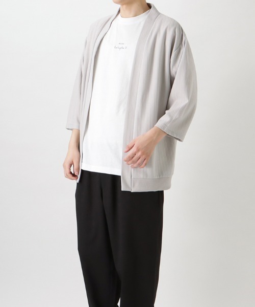 Mossimo(モッシモ)の「mossimo モッシモ 針抜き7分袖カーディガン+ロゴプリント半袖Tシャツ セット アンサンブル(カーディガン/ボレロ・メンズ・ブラック/グレイッシュベージュ・XL/L/M)」の16枚目の写真