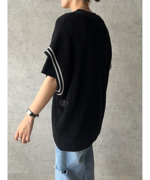 オーバーサイズメッシュチルデンニット（ニット/セーター
