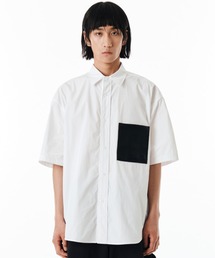 『OY/オーワイ』 LEATHER POCKET HALF SHIRTS/レザーポケット半袖 シャツ