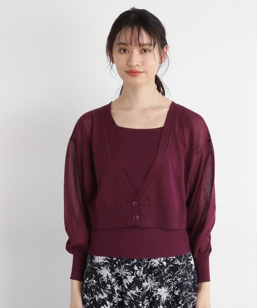 mysty woman（ミスティウーマン）の「ツインHGニットアンサンブル　907303（カーディガン/ボレロ・レディース・ブラック/アイボリー/バーガンディー・FREE）」の7枚目の写真
