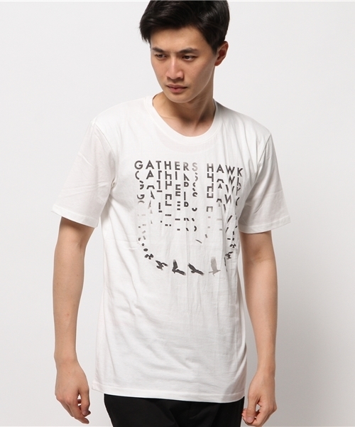 HAMNETT（ハムネット）の「【HAMNETT】 ギャザーホークTシャツ / Tシャツ（Tシャツ/カットソー・メンズ・ホワイト/ブラック・S/L/M）」の3枚目の写真