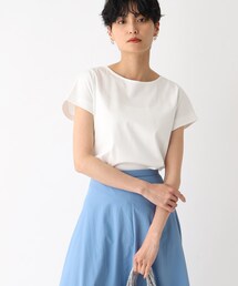 OPAQUE.CLIP | シルクタッチ バックシャンフレンチスリーブカットソー【UV/接触冷感/洗濯機洗い可】(Tシャツ/カットソー)