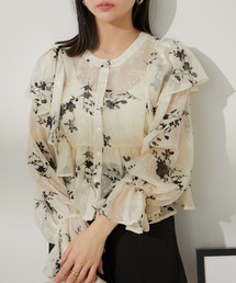 VIS | 【前後2WAY】シアー花柄フリルブラウス(シャツ/ブラウス)