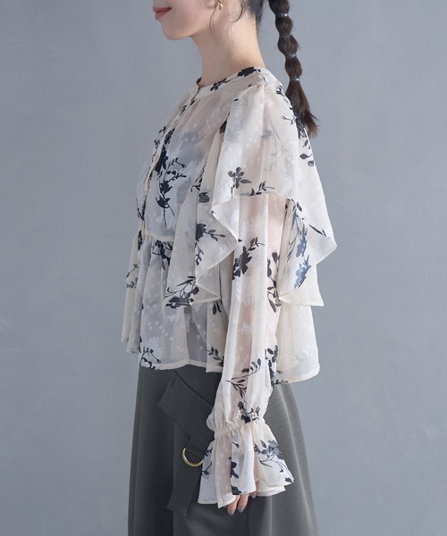 VIS（ビス）の「【前後2WAY】シアー花柄フリルブラウス（シャツ/ブラウス・レディース・ブラック系その他/ブラウン系その他/キナリ・FREE）」の14枚目の写真