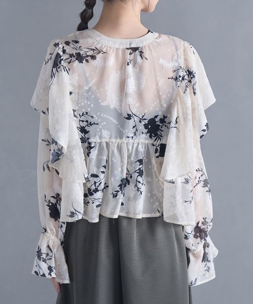 VIS（ビス）の「【前後2WAY】シアー花柄フリルブラウス（シャツ/ブラウス・レディース・ブラック系その他/ブラウン系その他/キナリ・FREE）」の15枚目の写真