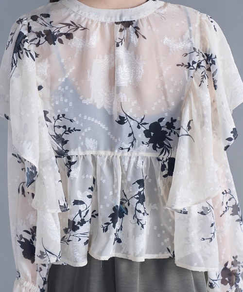VIS（ビス）の「【前後2WAY】シアー花柄フリルブラウス（シャツ/ブラウス・レディース・ブラック系その他/ブラウン系その他/キナリ・FREE）」の16枚目の写真