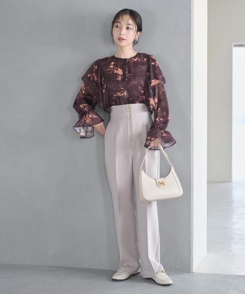 VIS（ビス）の「【前後2WAY】シアー花柄フリルブラウス（シャツ/ブラウス・レディース・ブラック系その他/ブラウン系その他/キナリ・FREE）」の8枚目の写真