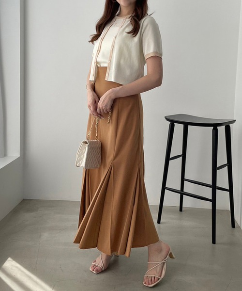 one after another NICE CLAUP（ワンアフターアナザーナイスクラップ）の「ワンポイント刺繍ニットアンサンブル（アンサンブル・レディース・ピンク/アイボリー/ブラック/グレー・FREE）」の6枚目の写真