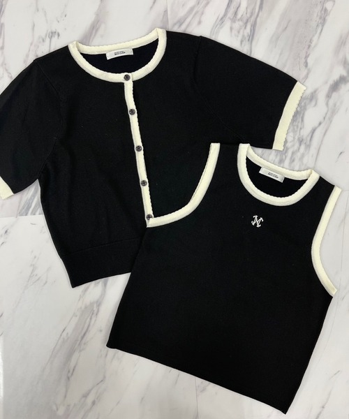 one after another NICE CLAUP（ワンアフターアナザーナイスクラップ）の「ワンポイント刺繍ニットアンサンブル（アンサンブル・レディース・ピンク/アイボリー/ブラック/グレー・FREE）」の19枚目の写真