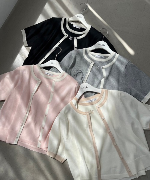 one after another NICE CLAUP（ワンアフターアナザーナイスクラップ）の「ワンポイント刺繍ニットアンサンブル（アンサンブル・レディース・ピンク/アイボリー/ブラック/グレー・FREE）」の21枚目の写真