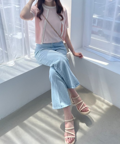 one after another NICE CLAUP（ワンアフターアナザーナイスクラップ）の「ワンポイント刺繍ニットアンサンブル（アンサンブル・レディース・ピンク/アイボリー/ブラック/グレー・FREE）」の5枚目の写真