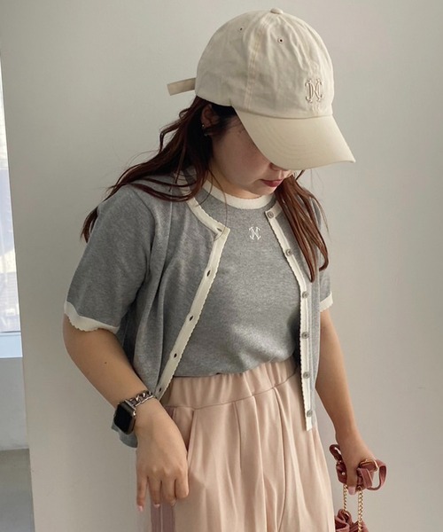 one after another NICE CLAUP（ワンアフターアナザーナイスクラップ）の「ワンポイント刺繍ニットアンサンブル（アンサンブル・レディース・ピンク/アイボリー/ブラック/グレー・FREE）」の11枚目の写真