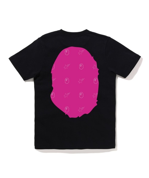 A BATHING APE - A BATHING APE アベイシングエイプ CRYSTAL APE HEAD OVERSIZED TEE クリスタルラメプリント クルーネック半袖Tシャツカットソー レディース ブラック 001CSL302008L A BATHING APE（アベイシングエイプ）の「CRYSTAL BAPE BIG APE HEAD
