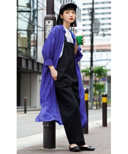 e-zakkamania stores(イーザッカマニアストアーズ)の「楊柳シアー ボリュームスリーブシャツワンピース(シャツワンピース・レディース・ライトグレー/ブラック/ブルー/グリーン・M)」の12枚目の写真