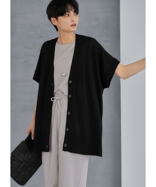STYLE DELI(スタイルデリ)の「【LUXE】繊細シャリ感リラックスカーディガン(カーディガン/ボレロ・レディース・ベージュ系/ミント/ブラック・FREE)」の3枚目の写真