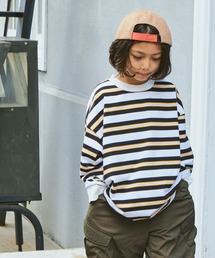 PAIRMANON STREET | 【PAIRMANON STREET】ビッグシルエット マルチボーダー 長袖 Tシャツ(Tシャツ/カットソー)