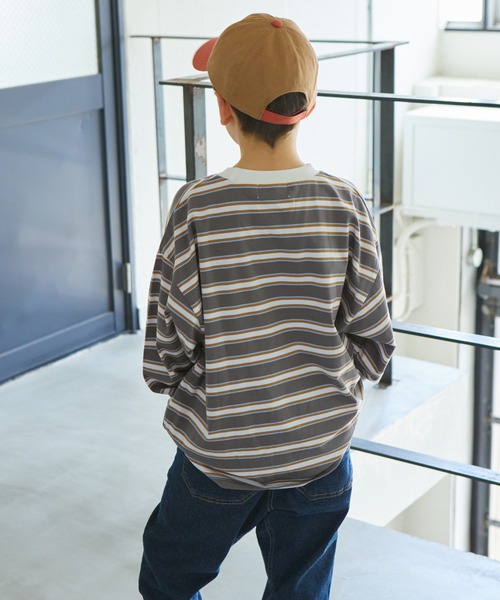 PAIRMANON STREET（ペアマノンストリート）の「【PAIRMANON STREET】ビッグシルエット マルチボーダー 長袖 Tシャツ（Tシャツ/カットソー・キッズ・イエロー系その他/ベージュ系その他2/ブルー系その他/ブラック系その他2/レッド系その他/ブラック系その他6/ブルー系その他2/グリーン系その他/ベージュ系その他/ブルー系その他3/その他/グリーン系その他2/ブラック系その他/ブラック系その他3/ブラウン系その他・90/110/140/120/100/130/150）」の21枚目の写真