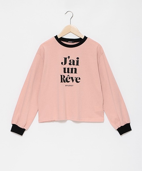 by LOVEiT（バイラビット）の「テキスト長袖Tシャツ（スウェット・キッズ・ブルーグレー/オフホワイト/ピンク/モカ・120cm/130cm/140cm/150cm/160cm）」の4枚目の写真