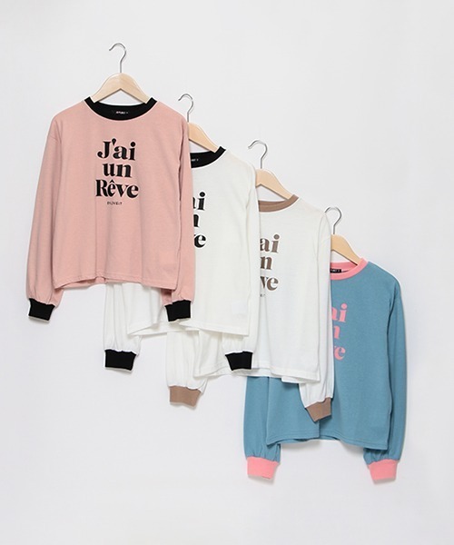 by LOVEiT（バイラビット）の「テキスト長袖Tシャツ（スウェット・キッズ・ブルーグレー/オフホワイト/ピンク/モカ・120cm/130cm/140cm/150cm/160cm）」の7枚目の写真