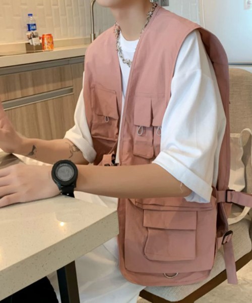 BENDER TOKYO（ベンダートウキョウ）の「【BENDER TOKYO】ミリタリー ルーズ フィッシングベスト（ベスト・メンズ・ブラック/ピンク・M/L）」の16枚目の写真