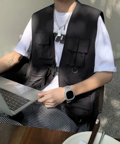 BENDER TOKYO（ベンダートウキョウ）の「【BENDER TOKYO】ミリタリー ルーズ フィッシングベスト（ベスト・メンズ・ブラック/ピンク・M/L）」の3枚目の写真