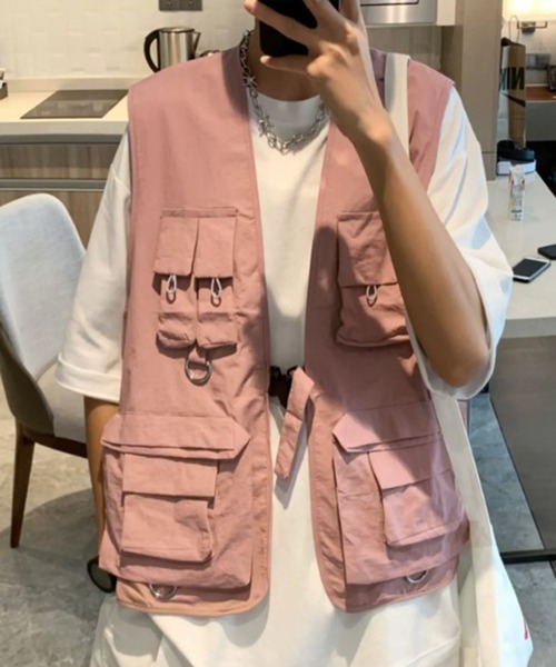 BENDER TOKYO（ベンダートウキョウ）の「【BENDER TOKYO】ミリタリー ルーズ フィッシングベスト（ベスト・メンズ・ブラック/ピンク・M/L）」の4枚目の写真