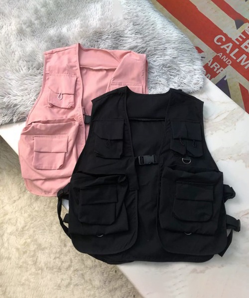 BENDER TOKYO（ベンダートウキョウ）の「【BENDER TOKYO】ミリタリー ルーズ フィッシングベスト（ベスト・メンズ・ブラック/ピンク・M/L）」の5枚目の写真