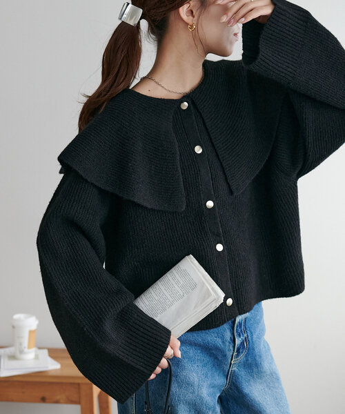 セール】【WEB限定】ビッグカラーカーディガン（カーディガン/ボレロ