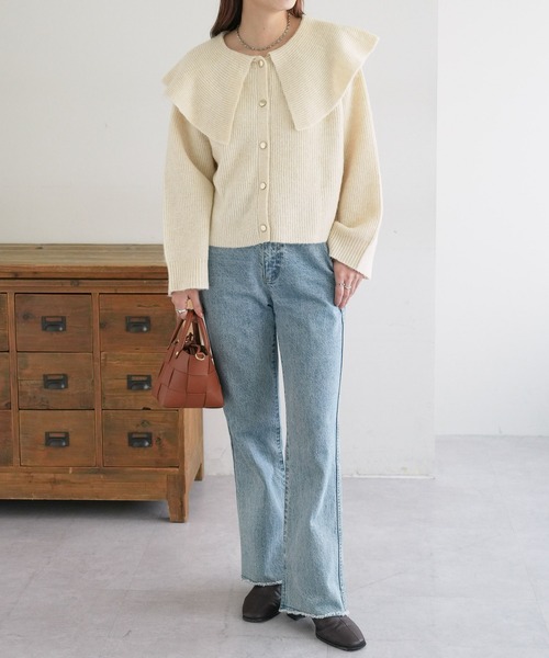 DISCOAT（ディスコート）の「【WEB限定】ビッグカラーカーディガン（カーディガン/ボレロ・レディース・パープル/アイボリー/グレー/ブラック/ブラウン/ピンク・FREE）」の7枚目の写真