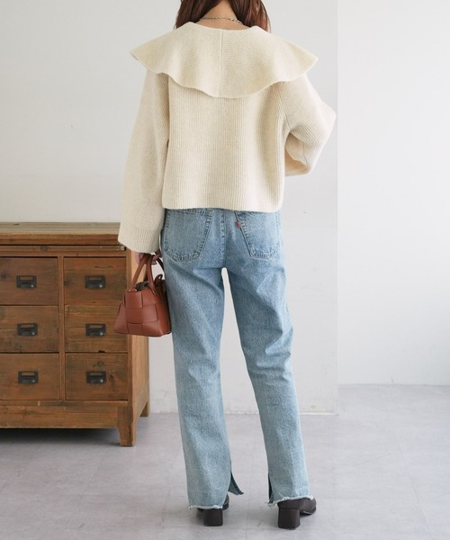 DISCOAT（ディスコート）の「【WEB限定】ビッグカラーカーディガン（カーディガン/ボレロ・レディース・パープル/アイボリー/グレー/ブラック/ブラウン/ピンク・FREE）」の10枚目の写真