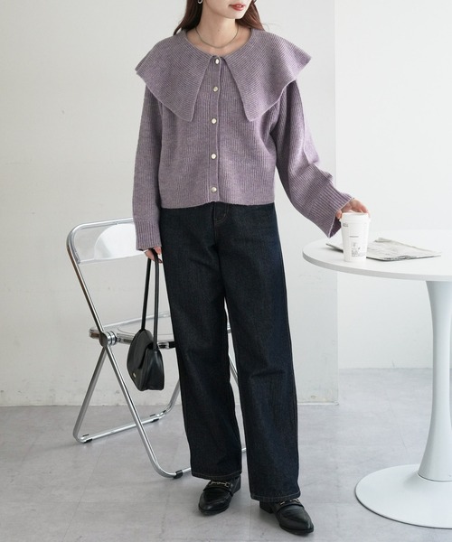 DISCOAT（ディスコート）の「【WEB限定】ビッグカラーカーディガン（カーディガン/ボレロ・レディース・パープル/アイボリー/グレー/ブラック/ブラウン/ピンク・FREE）」の21枚目の写真