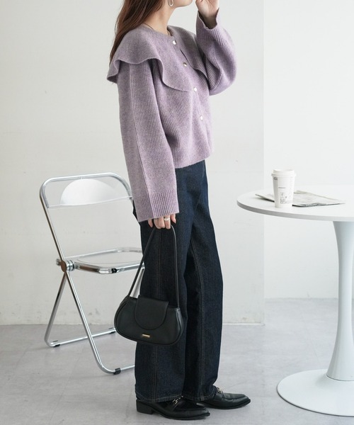 DISCOAT（ディスコート）の「【WEB限定】ビッグカラーカーディガン（カーディガン/ボレロ・レディース・パープル/アイボリー/グレー/ブラック/ブラウン/ピンク・FREE）」の22枚目の写真