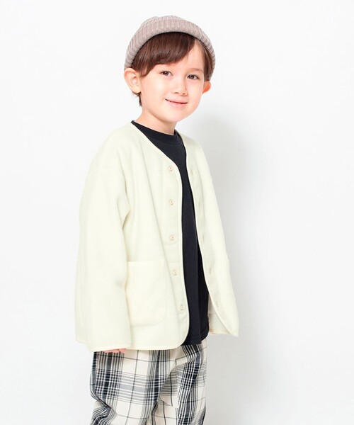 BRANSHES(ブランシェス)の「【軽】フリースジャケット(その他アウター・キッズ・アイボリー/ブラック/ライトグリーン・100/140/120/130/150/110/90)」の1枚目の写真
