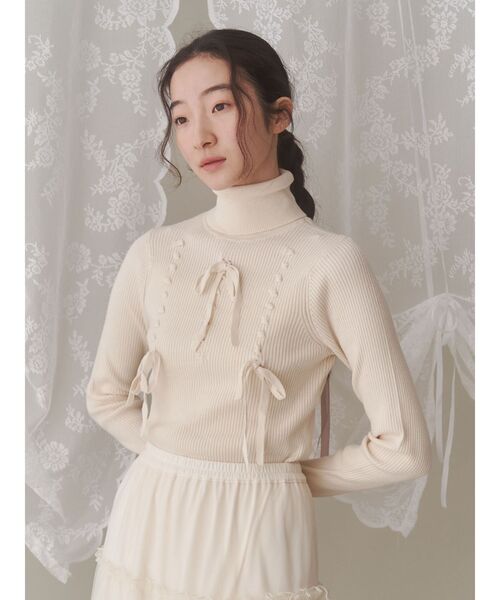 merry jenny（メリージェニー）の「リボンリボンリボンニット（ニット/セーター・レディース・オフホワイト/ピンク/ブラック・FREE）」の4枚目の写真