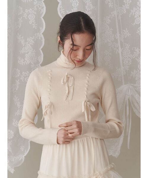 merry jenny（メリージェニー）の「リボンリボンリボンニット（ニット/セーター・レディース・オフホワイト/ピンク/ブラック・FREE）」の5枚目の写真
