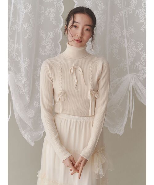 merry jenny（メリージェニー）の「リボンリボンリボンニット（ニット/セーター・レディース・オフホワイト/ピンク/ブラック・FREE）」の6枚目の写真