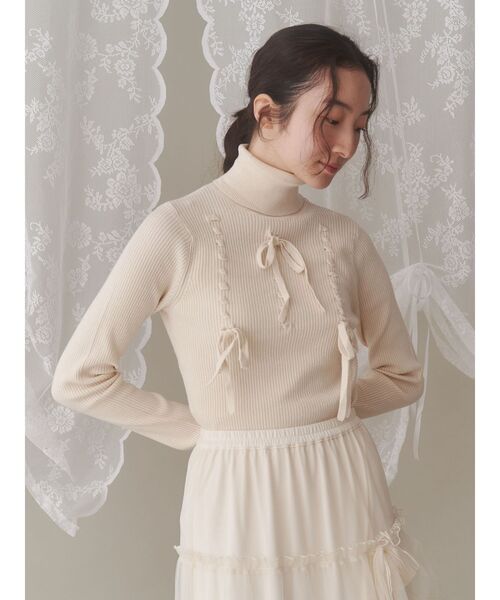 merry jenny（メリージェニー）の「リボンリボンリボンニット（ニット/セーター・レディース・オフホワイト/ピンク/ブラック・FREE）」の7枚目の写真