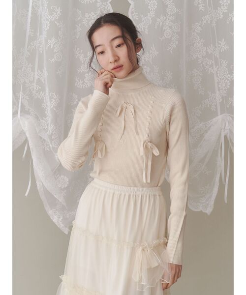 merry jenny（メリージェニー）の「リボンリボンリボンニット（ニット/セーター・レディース・オフホワイト/ピンク/ブラック・FREE）」の8枚目の写真