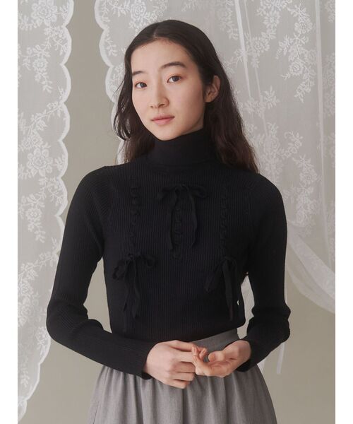 merry jenny（メリージェニー）の「リボンリボンリボンニット（ニット/セーター・レディース・オフホワイト/ピンク/ブラック・FREE）」の10枚目の写真