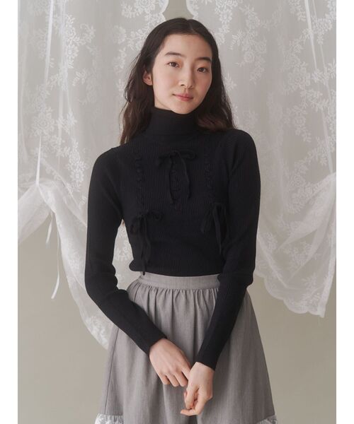 merry jenny（メリージェニー）の「リボンリボンリボンニット（ニット/セーター・レディース・オフホワイト/ピンク/ブラック・FREE）」の11枚目の写真