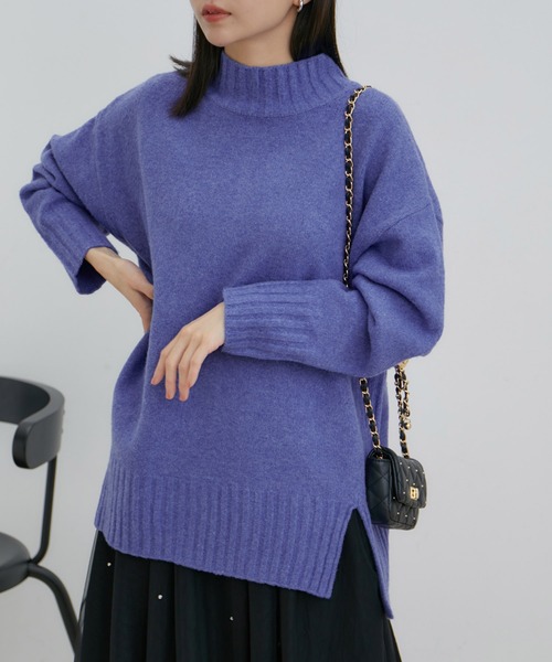 VIS（ビス）の「【選べる着丈】ふわもこサイドスリットニット【洗える】（ニット/セーター・レディース・ピンク/オフホワイト/ブルー系その他4/グレー系その他・FREE/FS）」の3枚目の写真