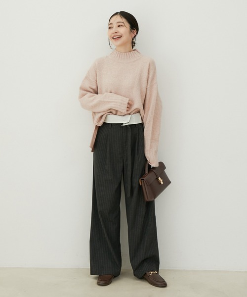 VIS（ビス）の「【選べる着丈】ふわもこサイドスリットニット【洗える】（ニット/セーター・レディース・ピンク/オフホワイト/ブルー系その他4/グレー系その他・FREE/FS）」の7枚目の写真