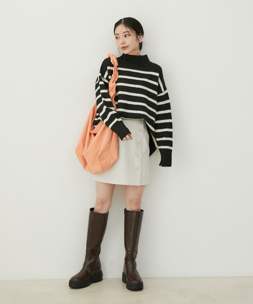 VIS（ビス）の「【選べる着丈】ふわもこサイドスリットニット【洗える】（ニット/セーター・レディース・ピンク/オフホワイト/ブルー系その他4/グレー系その他・FREE/FS）」の9枚目の写真