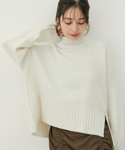 VIS（ビス）の「【選べる着丈】ふわもこサイドスリットニット【洗える】（ニット/セーター・レディース・ピンク/オフホワイト/ブルー系その他4/グレー系その他・FREE/FS）」の11枚目の写真